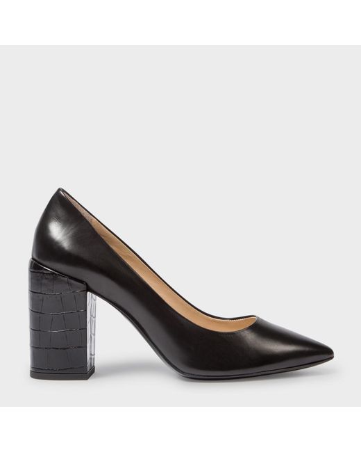 Paul Smith Womens Leather Lin Shoes With Mock Croc Heels