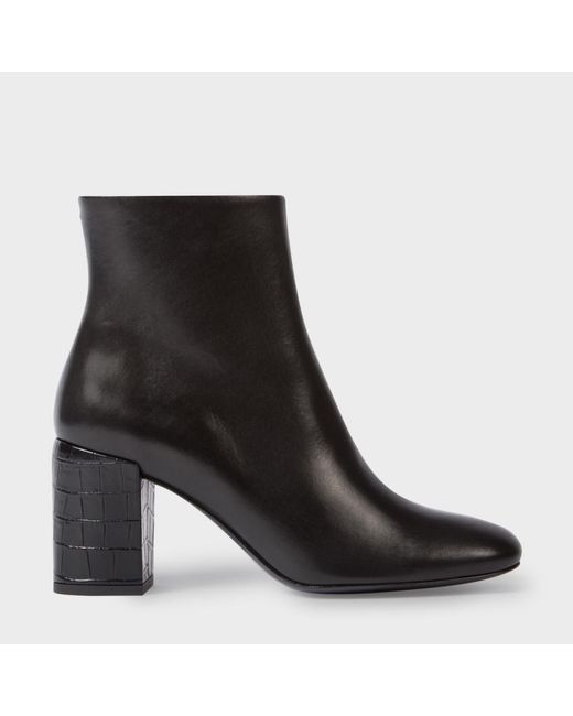 Paul Smith Leather Sinah Ankle Boots With Mock Croc Heels