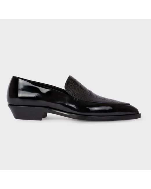 Paul Smith High-Shine Leather Janell Loafers With Ostrich Vamp