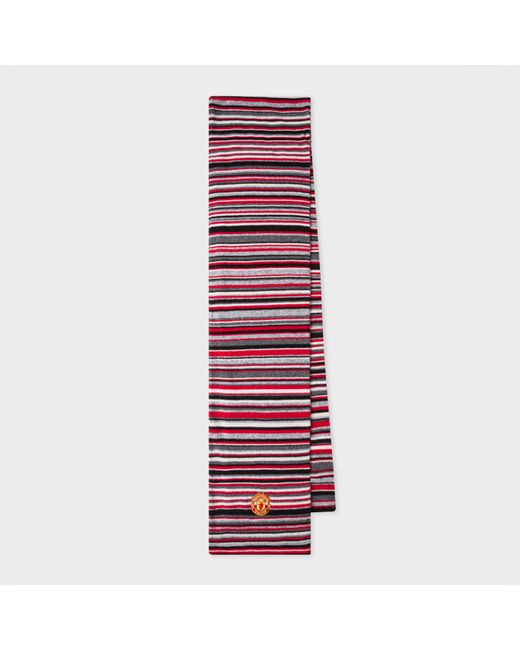 Paul Smith Manchester United Striped Wool-Cashmere Scarf
