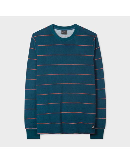 PS Paul Smith Stripe Cotton-Blend Terry Towelling Sweatshirt