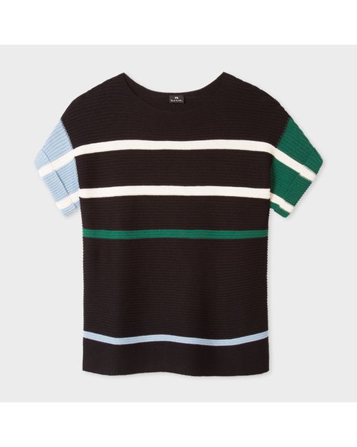 PS Paul Smith Stripe Wool And Cotton-Blend Short-Sleeve Sweater