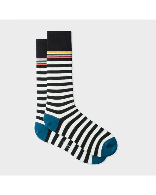 Paul Smith Cream And Black Stripe Socks