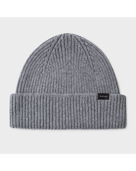 Paul Smith Cashmere-Blend Ribbed Beanie Hat
