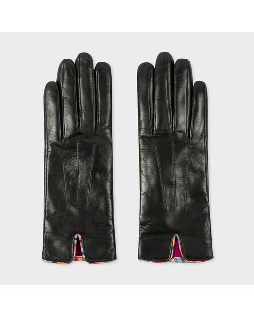 Paul Smith Leather Gloves With Swirl Piping