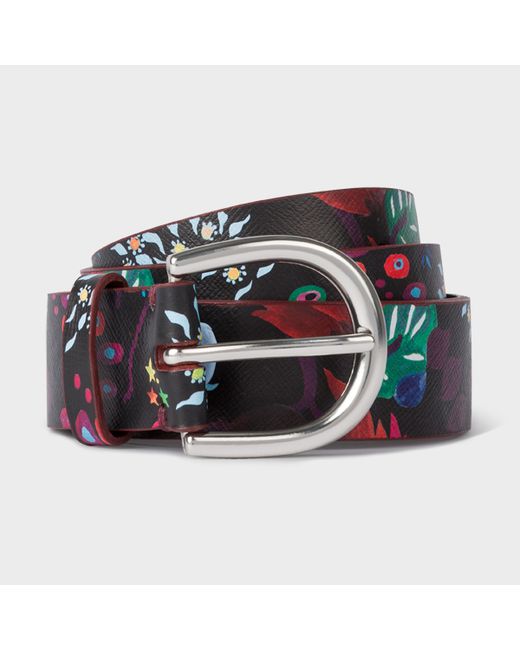 PS Paul Smith Earthling Floral Print Leather Belt