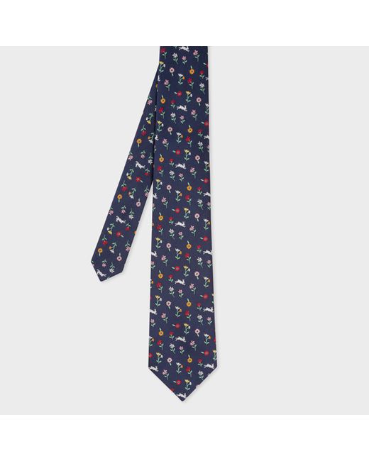 Paul Smith Rabbit Floral Silk Tie