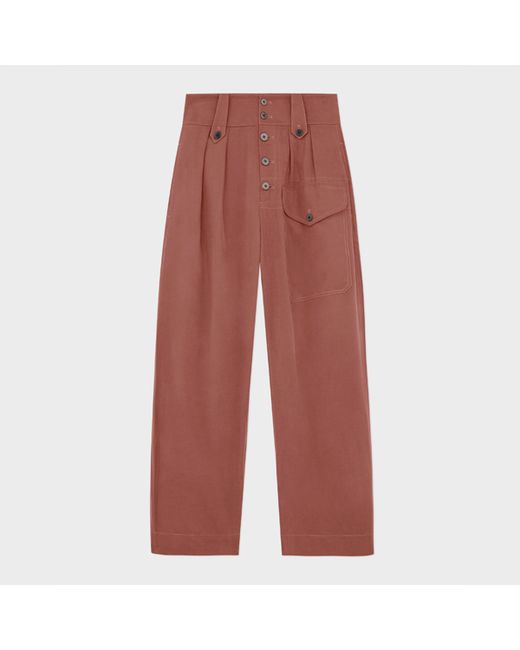 Paul Smith Pale Burgundy Linen Cropped Cargo Trousers