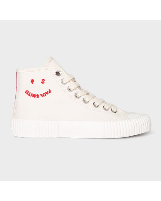 Paul Smith Canvas Kibby Trainers With Red Happy Logo