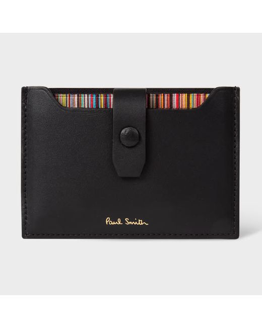 Paul Smith Leather Credit Hard Holder With Signature Stripe Pull Out
