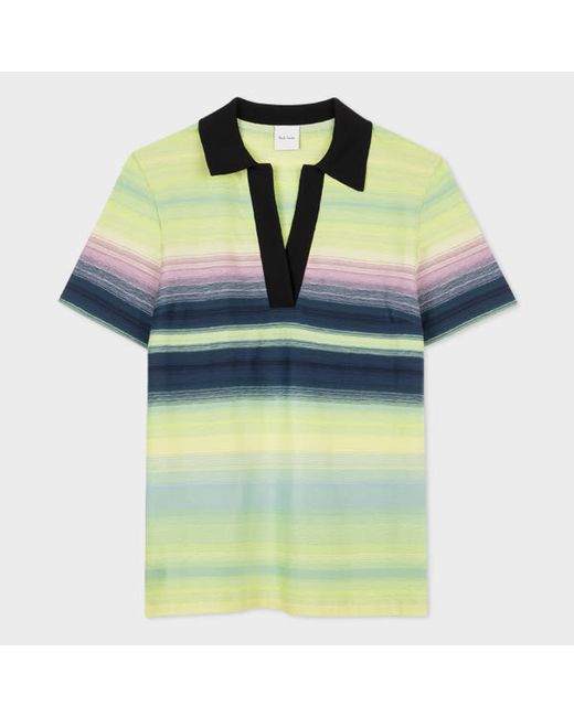 Paul Smith Lime Cotton Untitled Stripe Polo Top