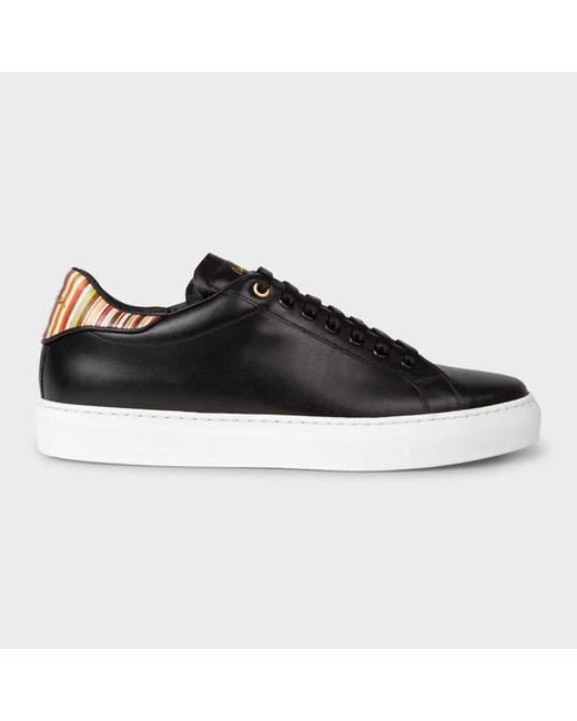 Paul Smith Leather Beck Trainers With Signature Stripe Heel Panels