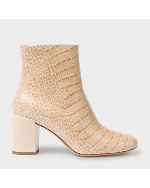Paul Smith Womens Taupe Mock Croc Leather Sinah Ankle Boots