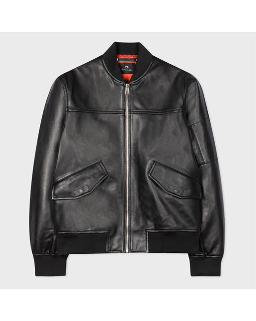 PS Paul Smith Leather Panelled Bomber Jacket