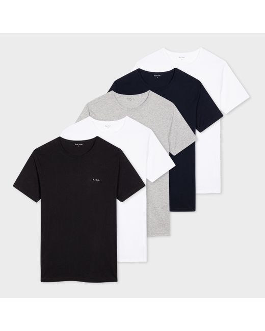 Paul Smith Mixed Colour Cotton Logo Lounge T-Shirts Five Pack