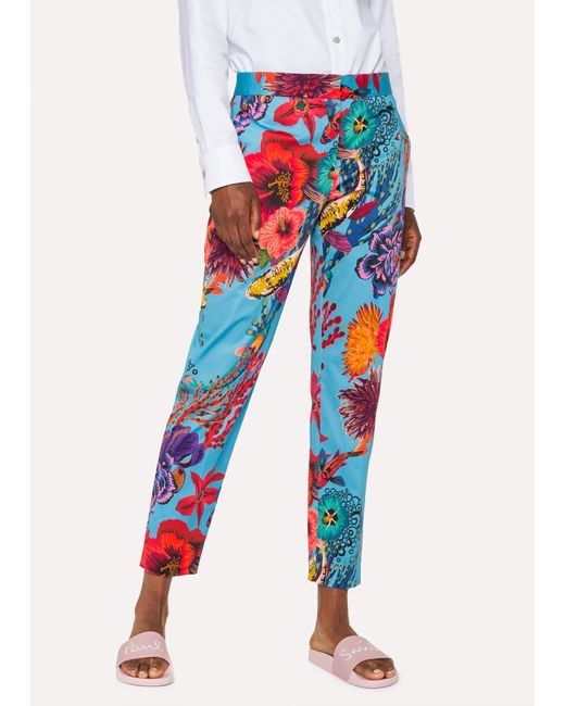 Paul Smith Ocean Print Stretch-Cotton Trousers