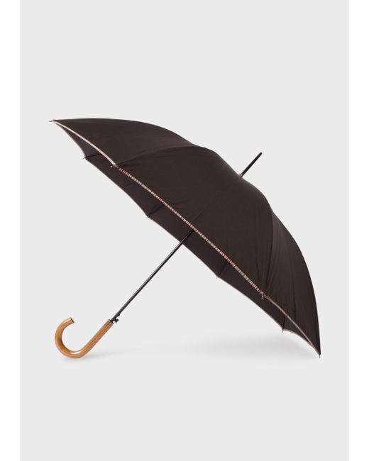 Paul Smith Signature Stripe Border Walker Umbrella With Wooden Handle