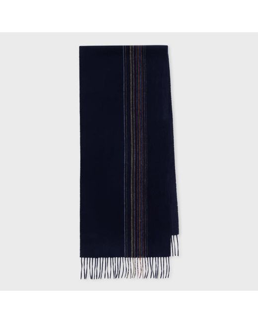 Paul Smith Navy Lambswool-Cashmere Signature Stripe Scarf