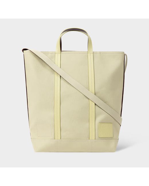 Paul Smith Beige Canvas Reversible Tote Bag With Shoulder Strap
