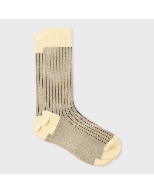 Paul Smith Cream and Grey Pinstripe Socks