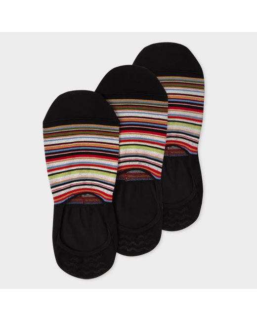Paul Smith Black Signature Stripe Loafer Socks Three Pack