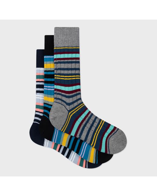 Paul Smith Ribbed Stripe Socks Three Pack