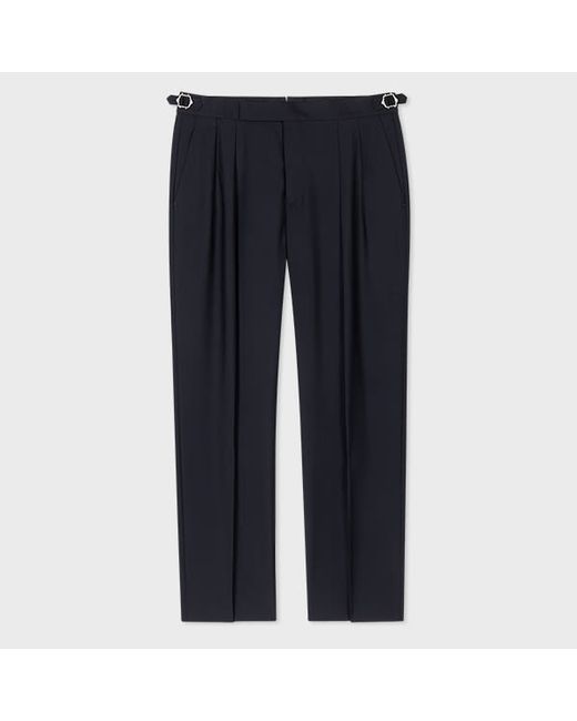 Paul Smith Navy Wool-Mohair Double-Pleat Trousers