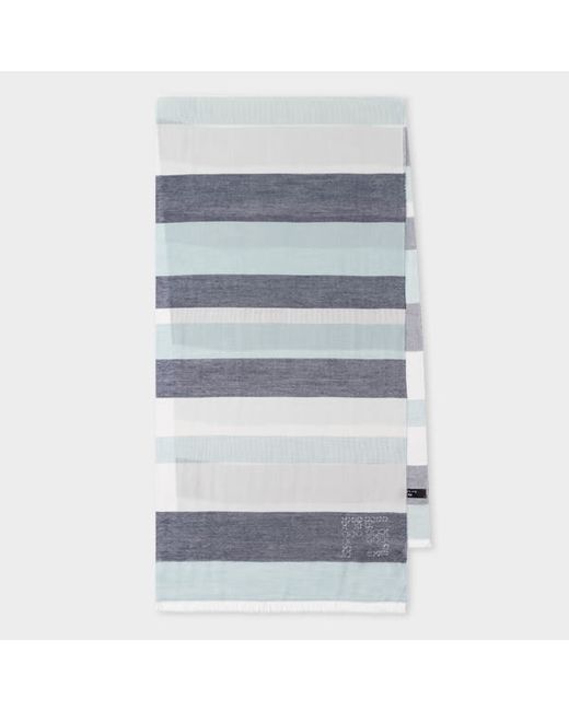 PS Paul Smith and Grey Stripe Cotton-Blend Scarf