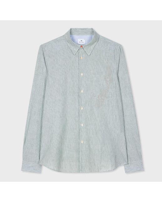 PS Paul Smith Tailored-Fit Cotton-Linen Fine Stripe Shirt