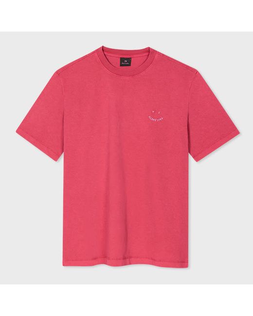 PS Paul Smith Washed Red Cotton Happy T-Shirt