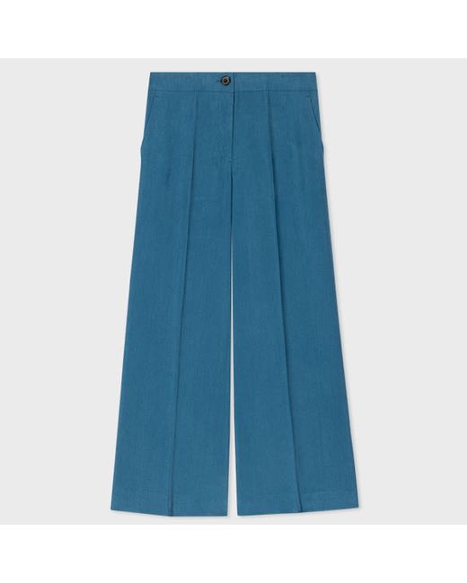 PS Paul Smith Teal Wide Leg Cropped Trousers
