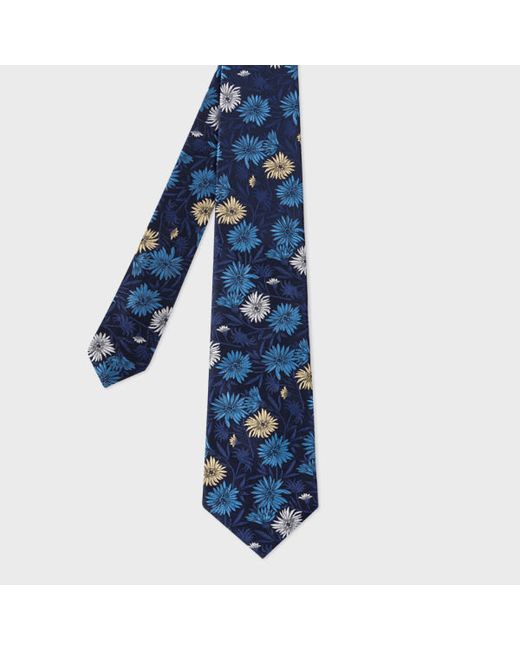 Paul Smith Navy and Silk Floral Tie