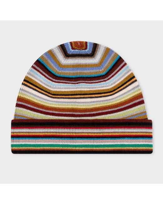 Paul Smith Merino Wool Signature Stripe Beanie Hat