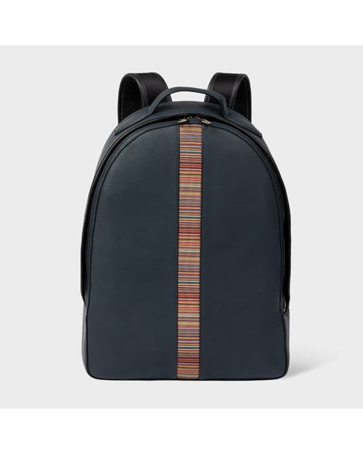 Paul Smith Dark Leather Signature Stripe Backpack