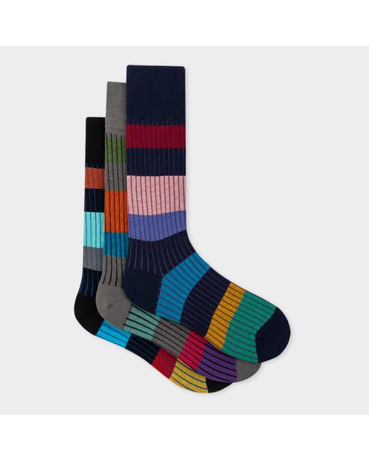 Paul Smith Mixed Block Stripe Socks Three Pack