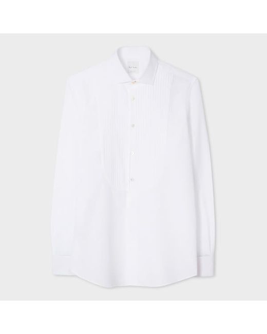 Paul Smith Tailored-Fit Pleated-Bib Cotton Evening Shirt With Artist Stripe Double-Cuff