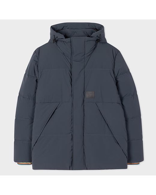Paul Smith Washed Navy Hooded Down Coat
