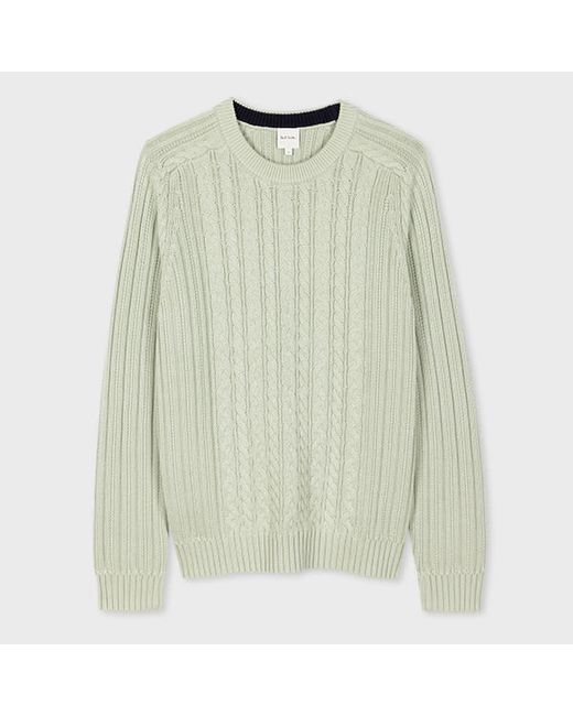 Paul Smith Pale Cotton-Cashmere Cable Knit Sweater