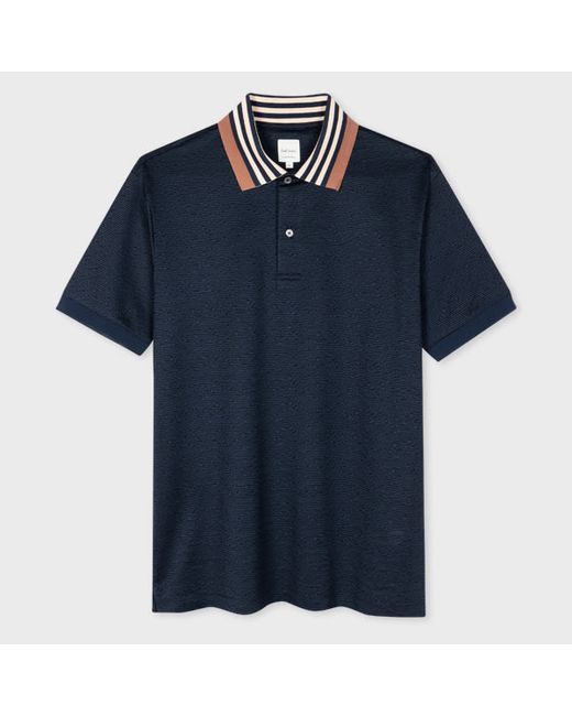 Paul Smith Navy Contrast Collar Cotton Polo Shirt