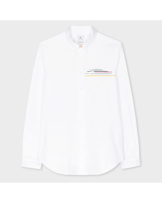 PS Paul Smith Tailored-Fit Embroidered Stripe Cotton Shirt