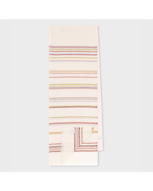 Paul Smith Ecru Signature Stripe Silk-Blend Scarf