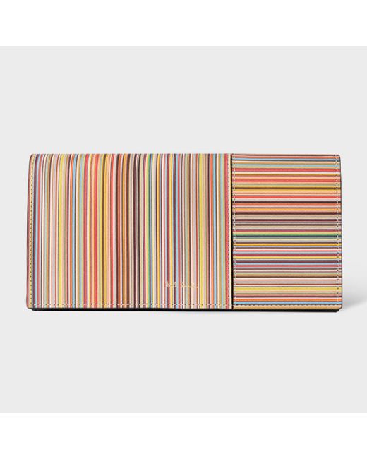 Paul Smith Leather Signature Stripe Tri-Fold Purse