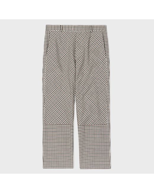 Paul Smith Brown and White Gingham Wool Carpenter Trousers