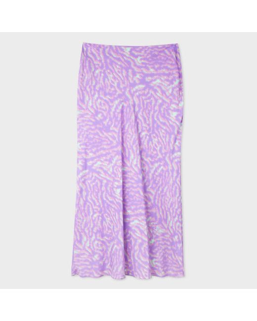 PS Paul Smith Lilac Abstract Animal Midi Skirt