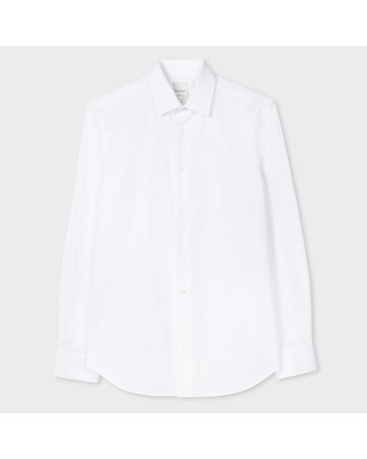 Paul Smith Slim-Fit Poplin Cotton Shirt With Artist Stripe Cuff Lining