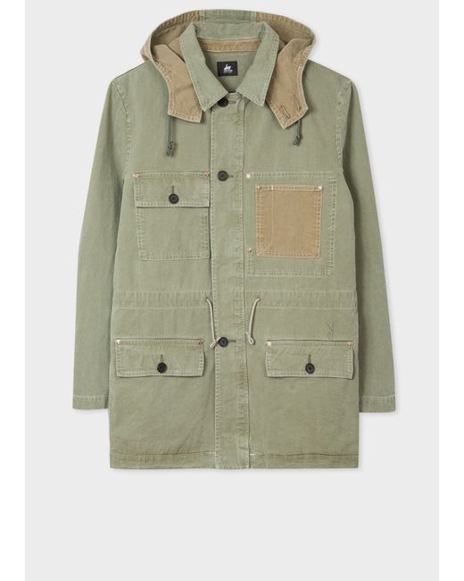 PS Paul Smith Washed Patchwork Cotton Ear Parka