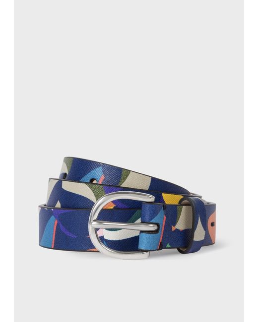 PS Paul Smith Marble Print Leather Belt
