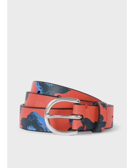 PS Paul Smith Sea Aster Print Leather Belt
