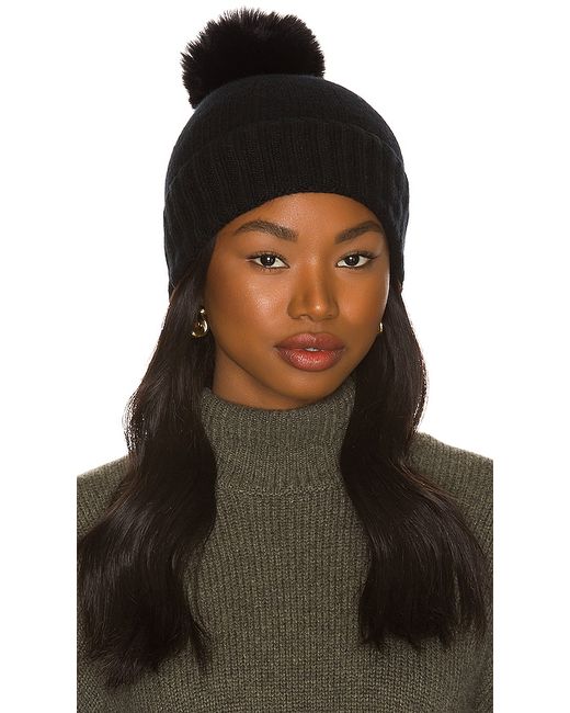 Hat Attack Cashmere Slouchy Cuff Beanie with Faux Fur Pom in .