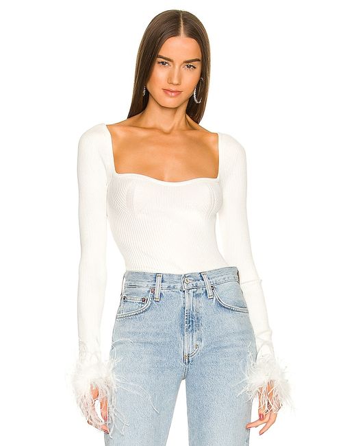 Lovers + Friends Kinsley Faux Feather Trim Top in M S.
